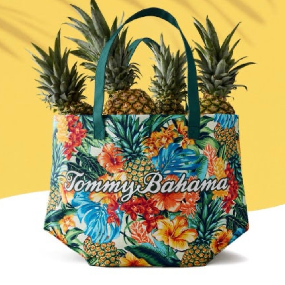 Tommy Bahama Blue and Green Tropical Tote Bag